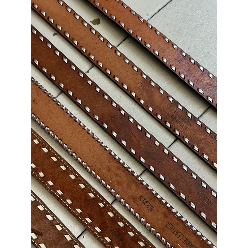 Lot of 8‎ Vintage Western Tooled Leather Belts Eagle Floral Laced Edge Brown Tan